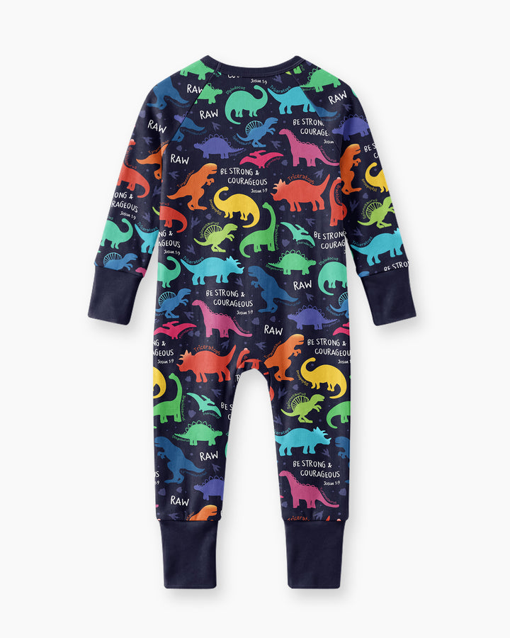 Be Strong and Courageous Dinosaur Christian Bamboo Convertible Zippy