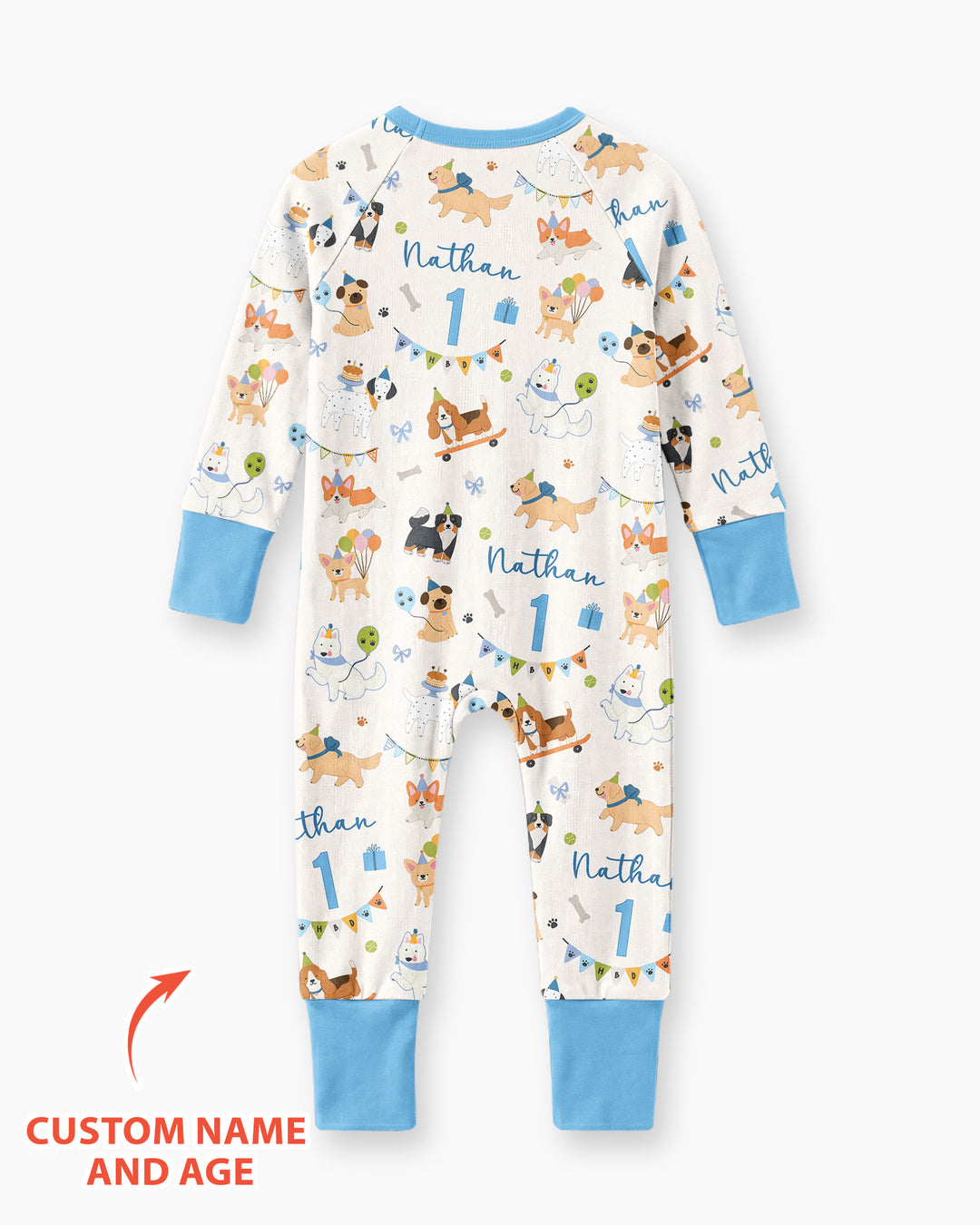Custom Name Birthday Dogs Party Bamboo Convertible Zippy