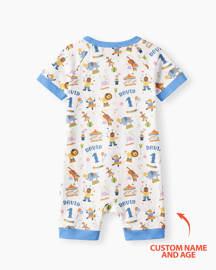 Custom Name Birthday Circus Bamboo Shorty Zippy