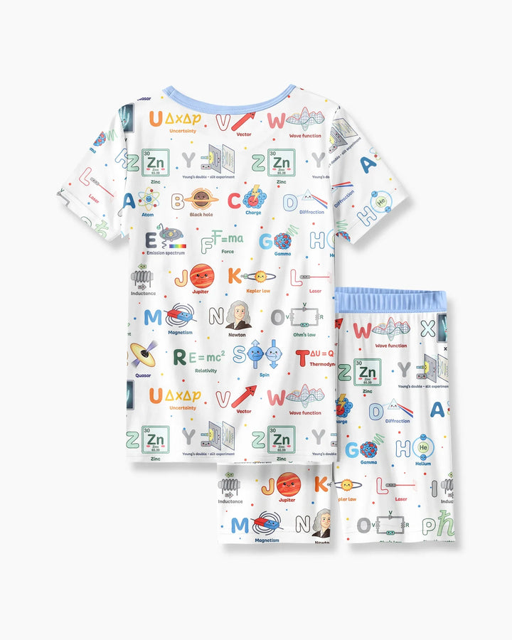 The Physics Alphabet Bamboo Two Piece Short Sleeve Shorts Pajama Set