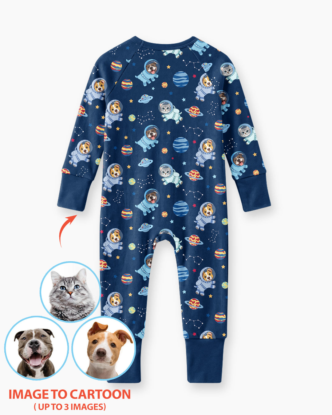 Astronaut Custom Pet Image Family Matching Bamboo Convertible Zippy