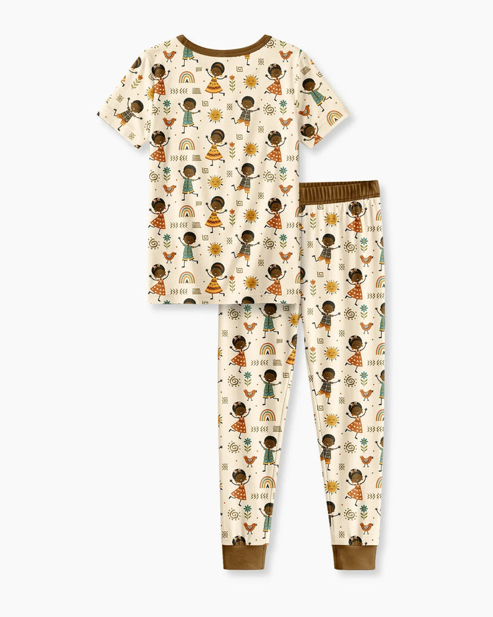 Cute African Heritage Bamboo Two Piece Short Sleeve Pajama Set