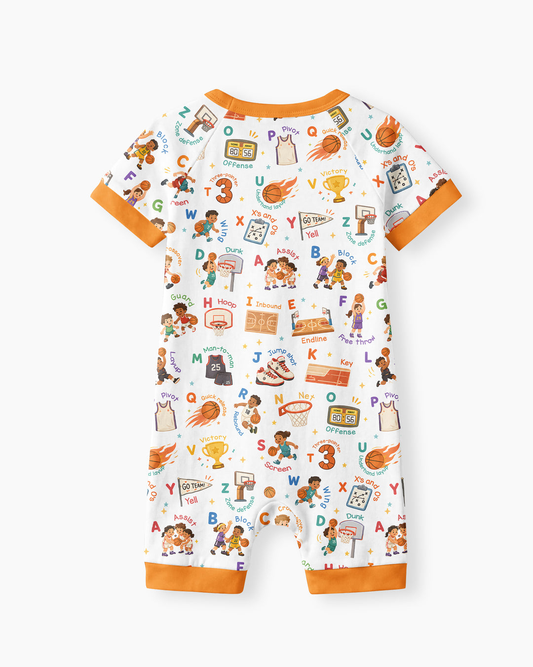 Basketball Alphabet Bamboo Shorty Zippy