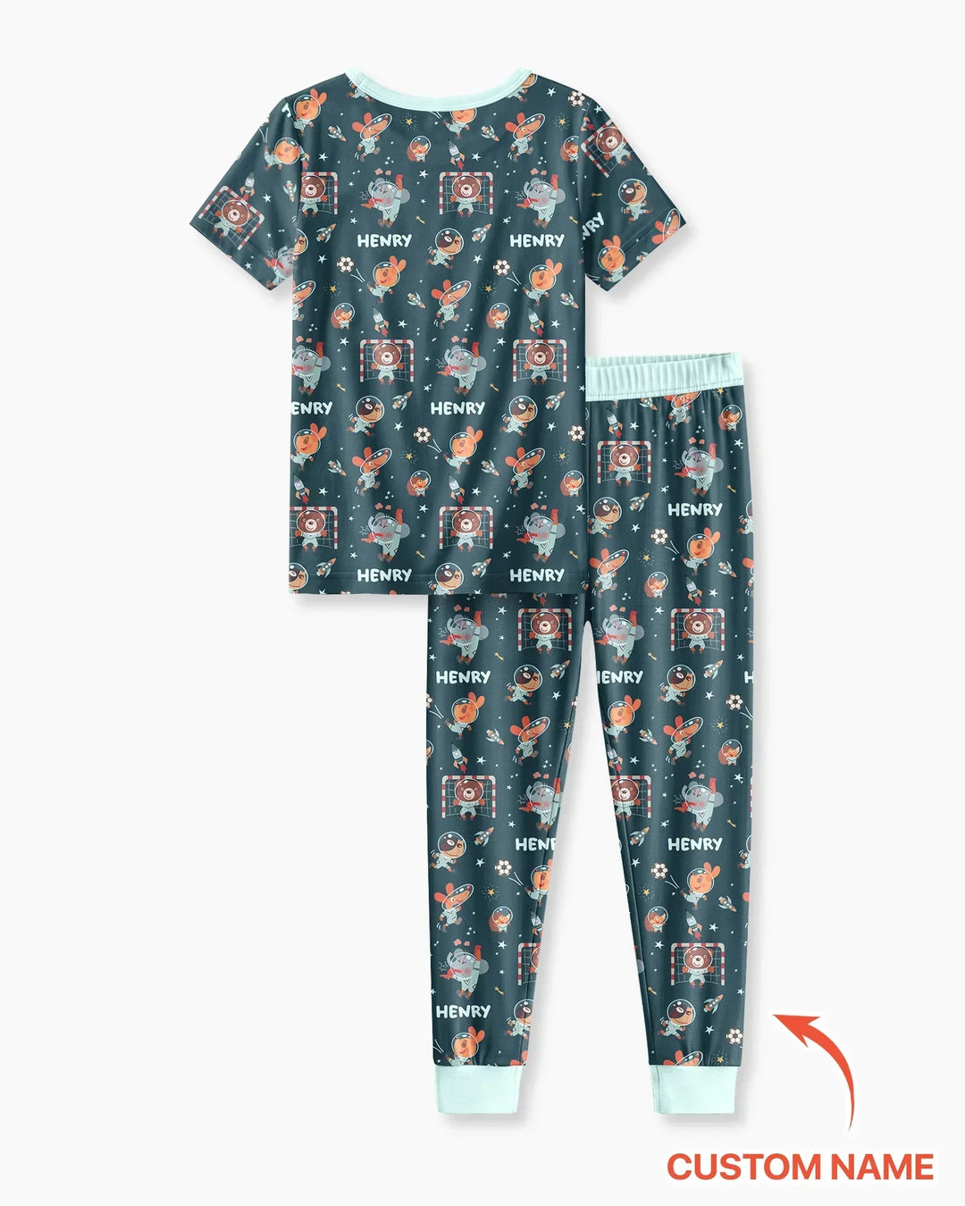 Space Soccer Bamboo Two Piece Short Sleeve Pajama Set