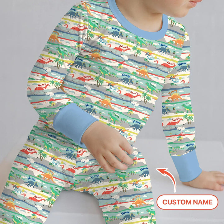 Jurassic Playground Bamboo Two Piece Long Sleeve Pajama Set