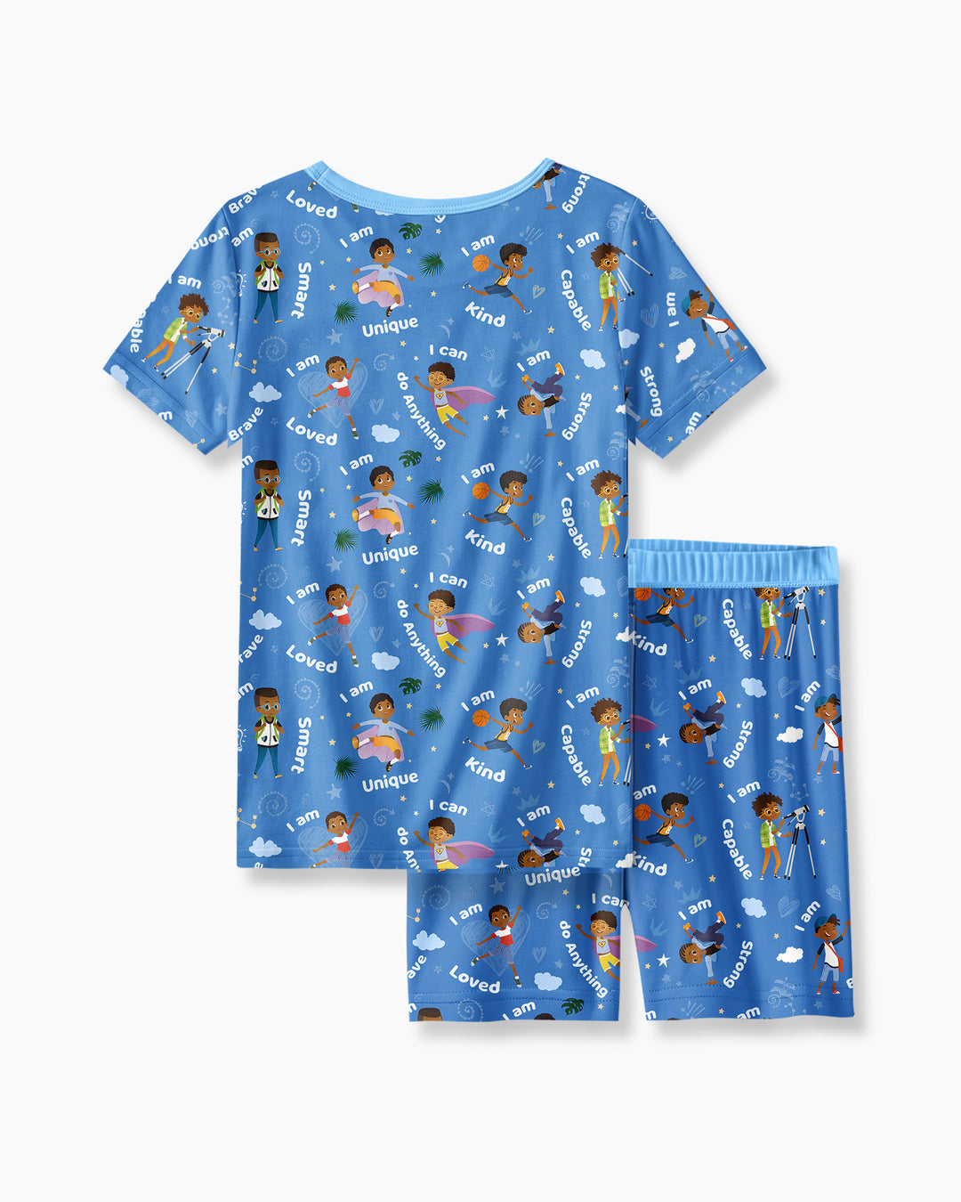 Black Boys I Am Smart Bamboo Two Piece Short Sleeve Shorts Pajama Set