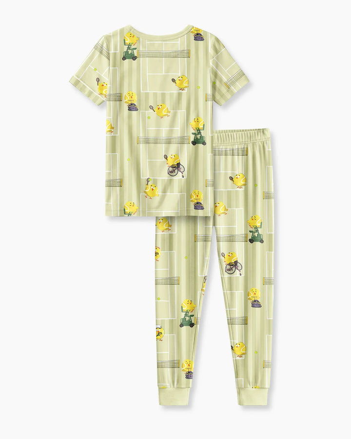 Tennis Bamboo Two Piece Short Sleeve Pajama Set