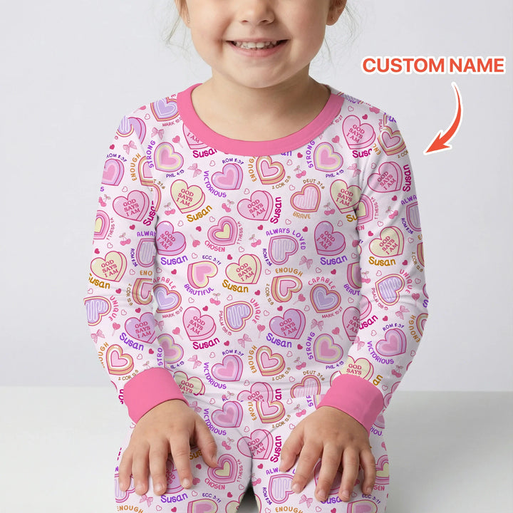God Says I Am Sweet Heart Matching Mommy & Baby Bamboo Two Piece Long Sleeve Pajama Set