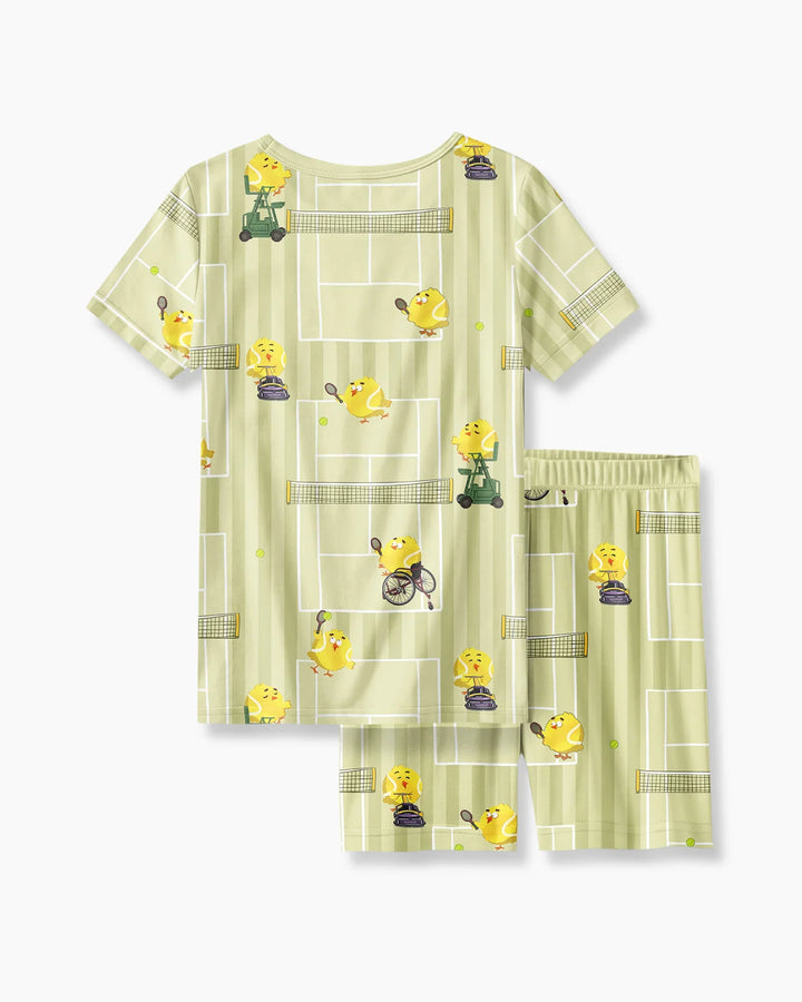 Tennis Bamboo Two Piece Short Sleeve Shorts Pajama Set