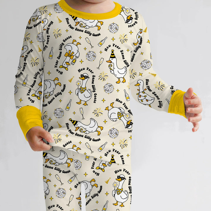 New Year Silly Goose Bamboo Two Piece Long Sleeve Pajama Set