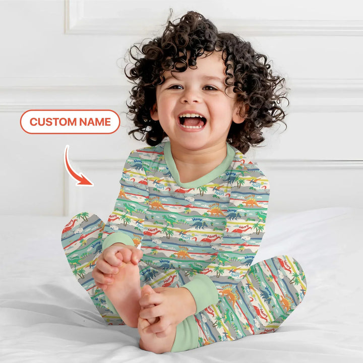 Jurassic Playground Bamboo Two Piece Long Sleeve Pajama Set