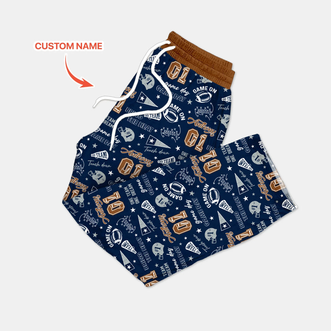 Custom Name Football Game Day Bamboo Men's Pajama Set