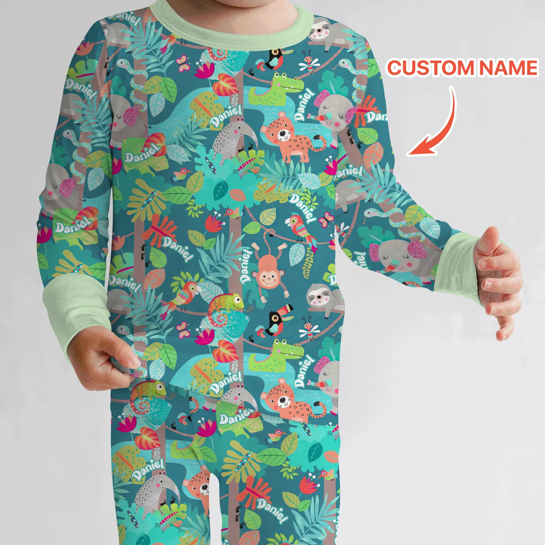 Jungle Buddy Adventure Bamboo Two Piece Long Sleeve Pajama Set
