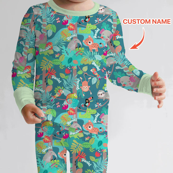 Jungle Buddy Adventure Bamboo Two Piece Long Sleeve Pajama Set