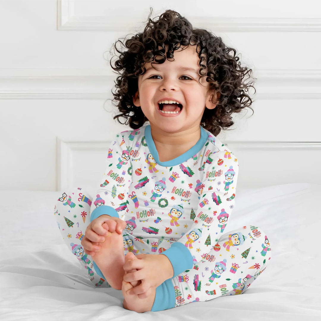 Bright Christmas Bamboo Two Piece Long Sleeve Pajama Set