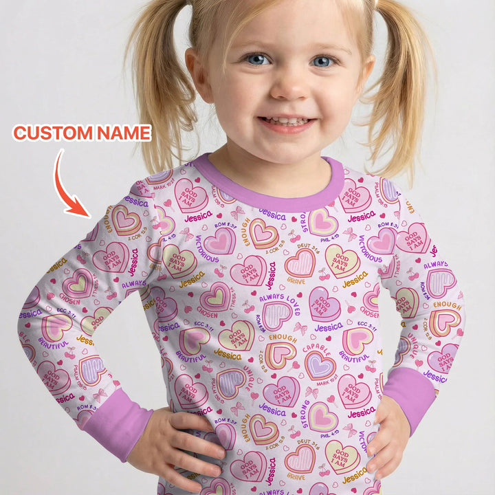 God Says I Am Sweet Heart Matching Mommy & Baby Bamboo Two Piece Long Sleeve Pajama Set