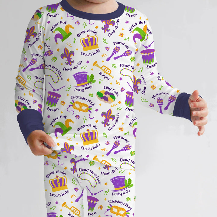 Mardi Gras Family Matching Bamboo Two Piece Long Sleeve Pajama Set