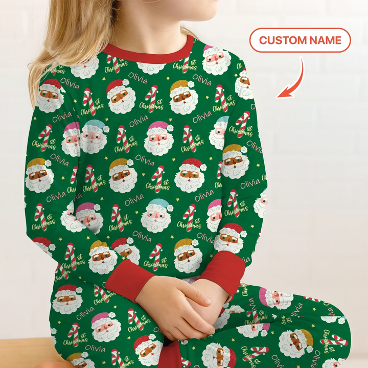 Personalized 1st Christmas Two Piece Long Sleeve Pajama Set , Personalized 1st Christmas Two Piece Long Sleeve Pajama Set - 12-18M