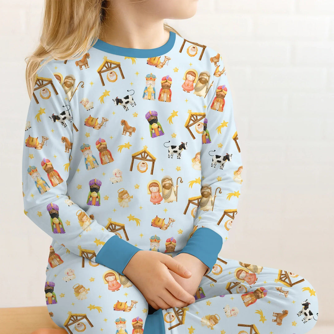 Away In A Manger Bamboo Two Piece Long Sleeve Pajama Set