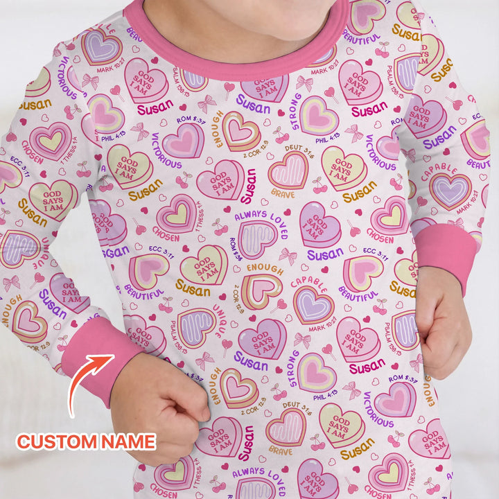 God Says I Am Sweet Heart Matching Mommy & Baby Bamboo Two Piece Long Sleeve Pajama Set