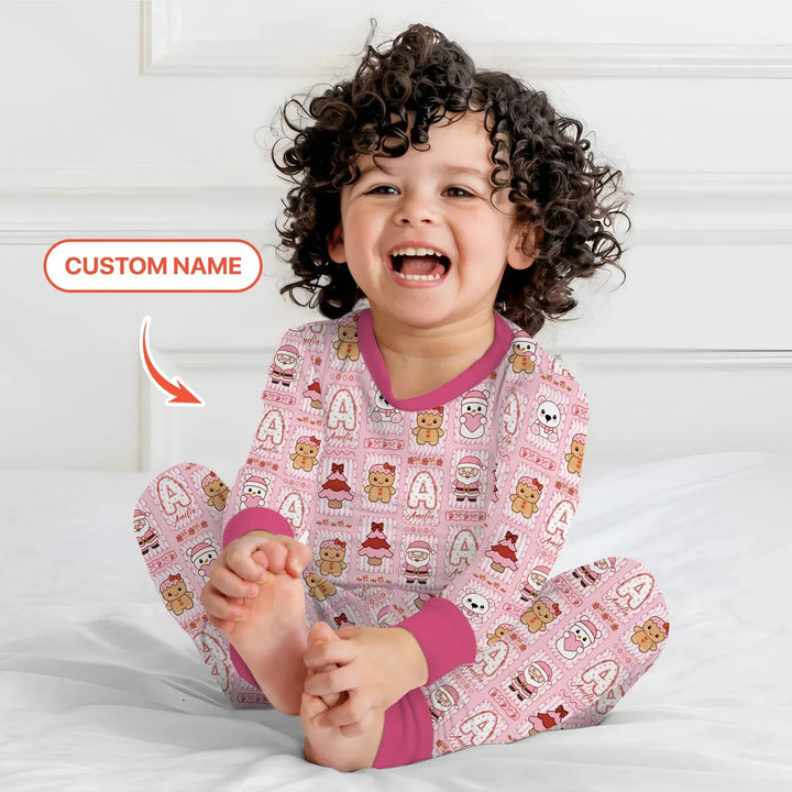 Custom Name Winter Wonderland Bamboo Two Piece Long Sleeve Pajama Set