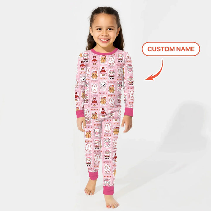 Custom Name Winter Wonderland Bamboo Two Piece Long Sleeve Pajama Set