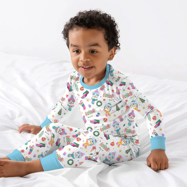 Bright Christmas Bamboo Two Piece Long Sleeve Pajama Set