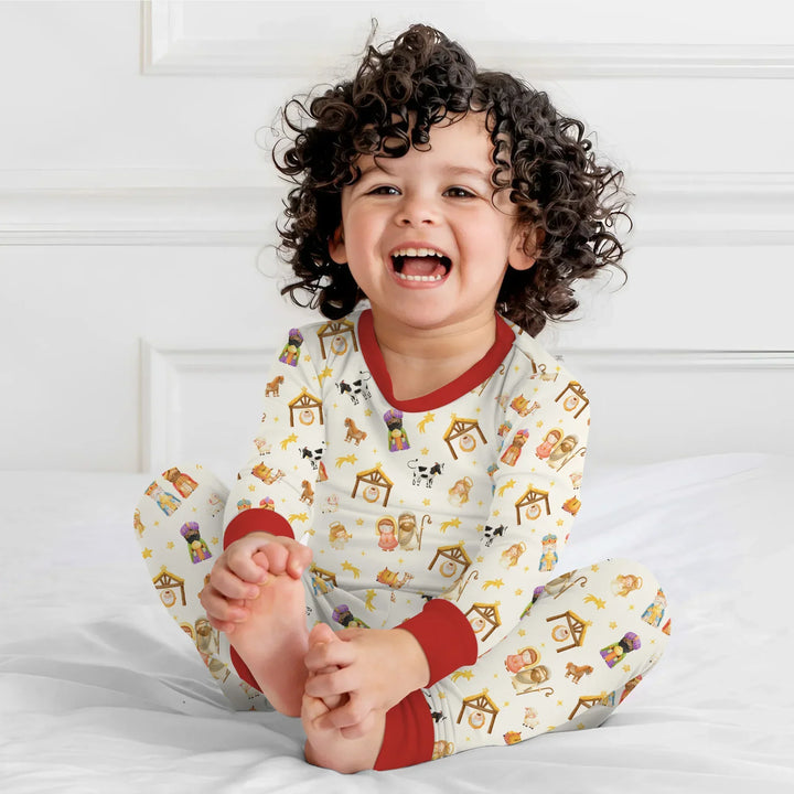 Away In A Manger Bamboo Two Piece Long Sleeve Pajama Set