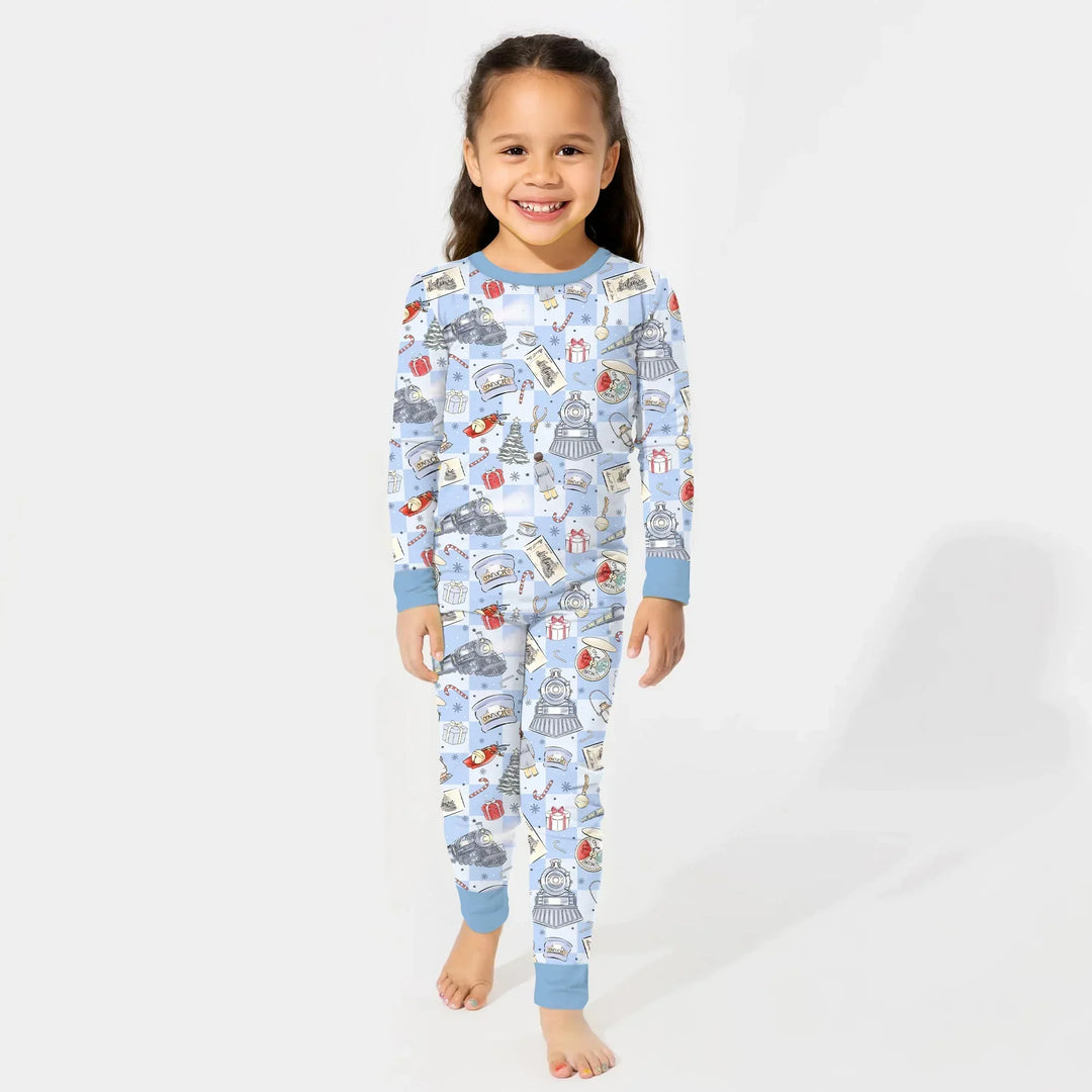 Christmas Train Bamboo Two Piece Long Sleeve Pajama Set