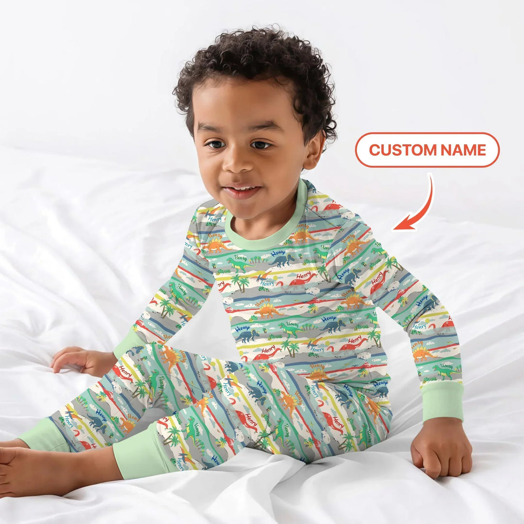Jurassic Playground Bamboo Two Piece Long Sleeve Pajama Set