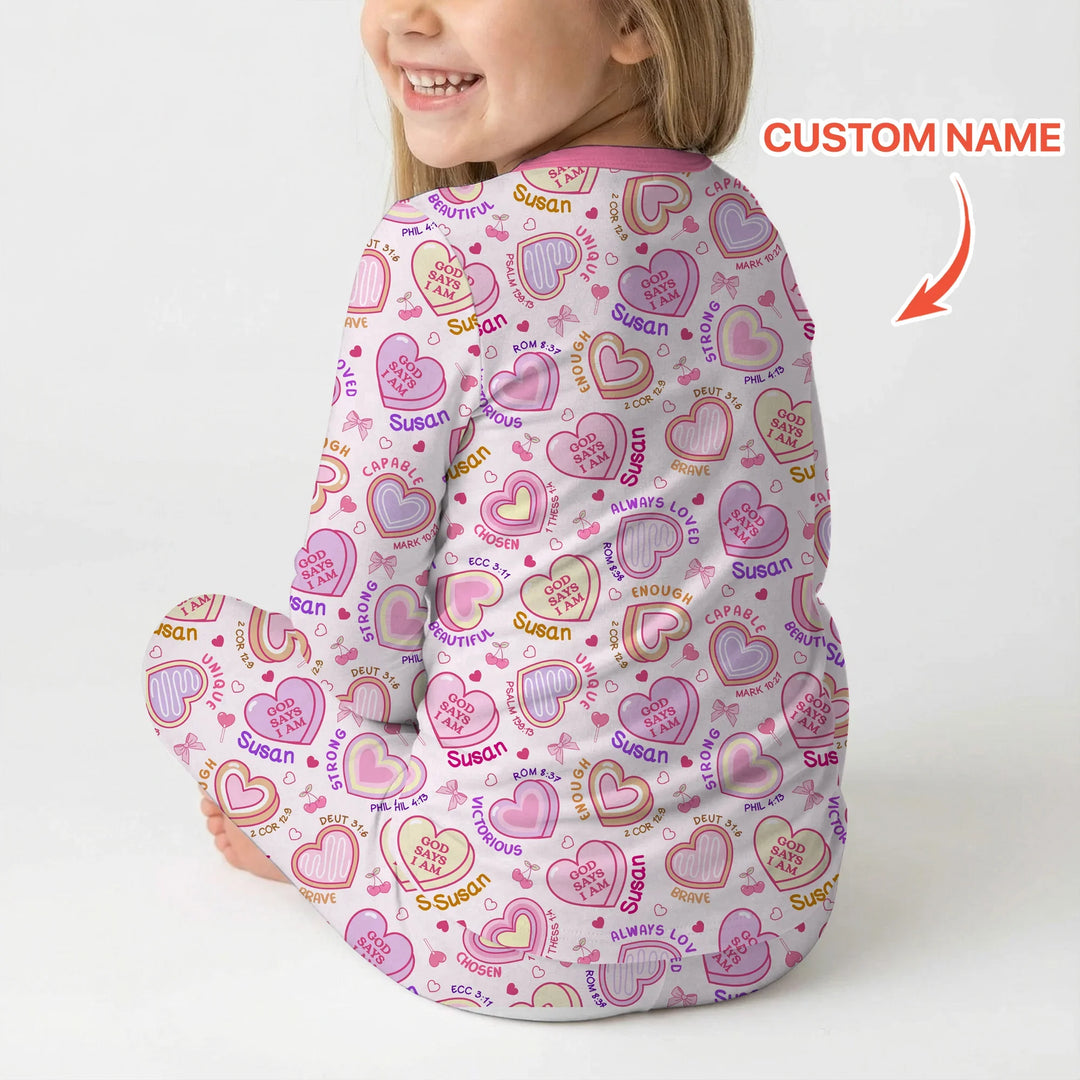 God Says I Am Sweet Heart Matching Mommy & Baby Bamboo Two Piece Long Sleeve Pajama Set