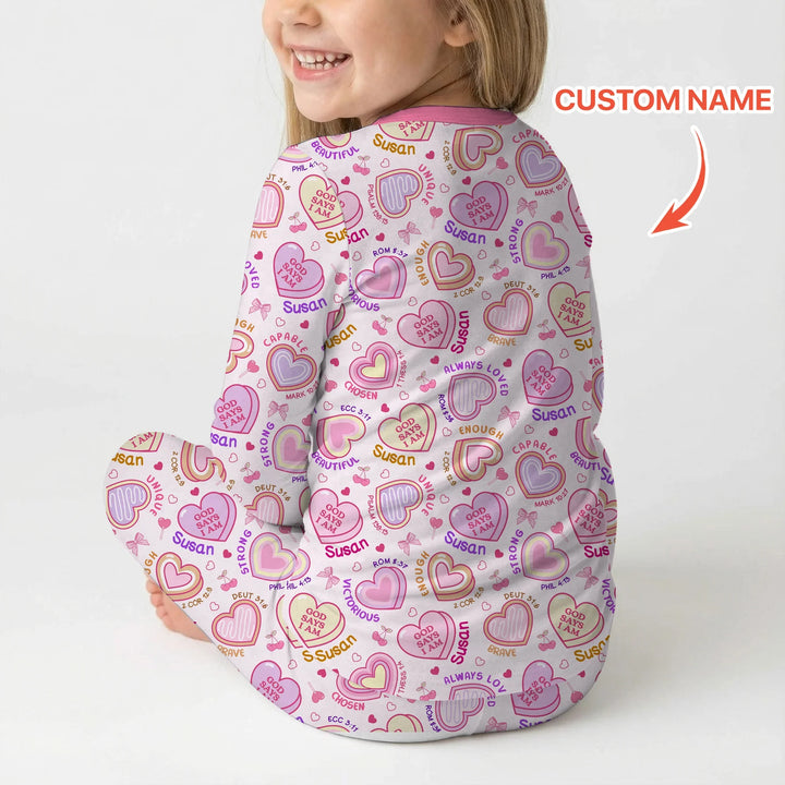 God Says I Am Sweet Heart Matching Mommy & Baby Bamboo Two Piece Long Sleeve Pajama Set
