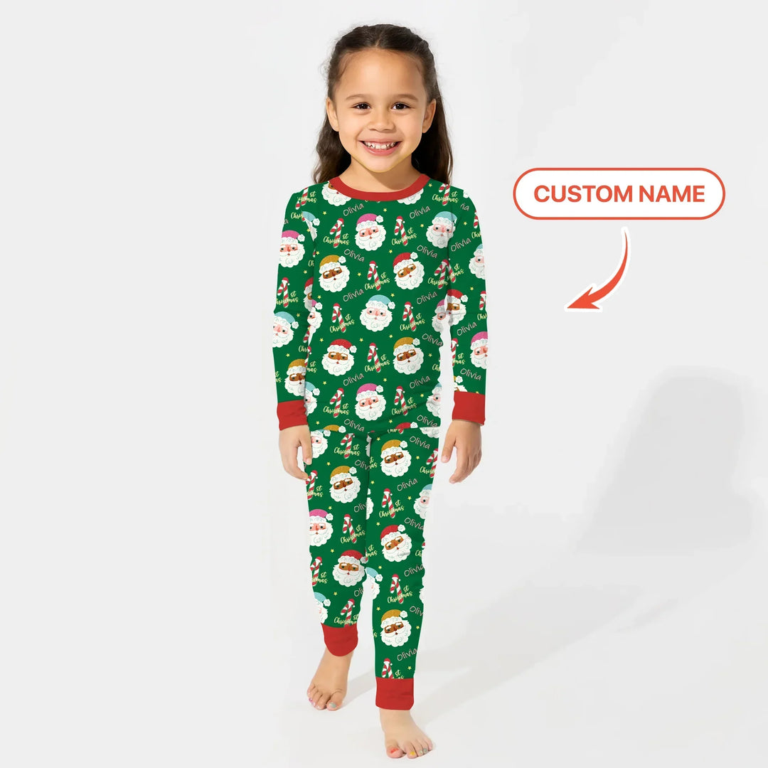Personalized 1st Christmas Two Piece Long Sleeve Pajama Set , Personalized 1st Christmas Two Piece Long Sleeve Pajama Set - 12-18M