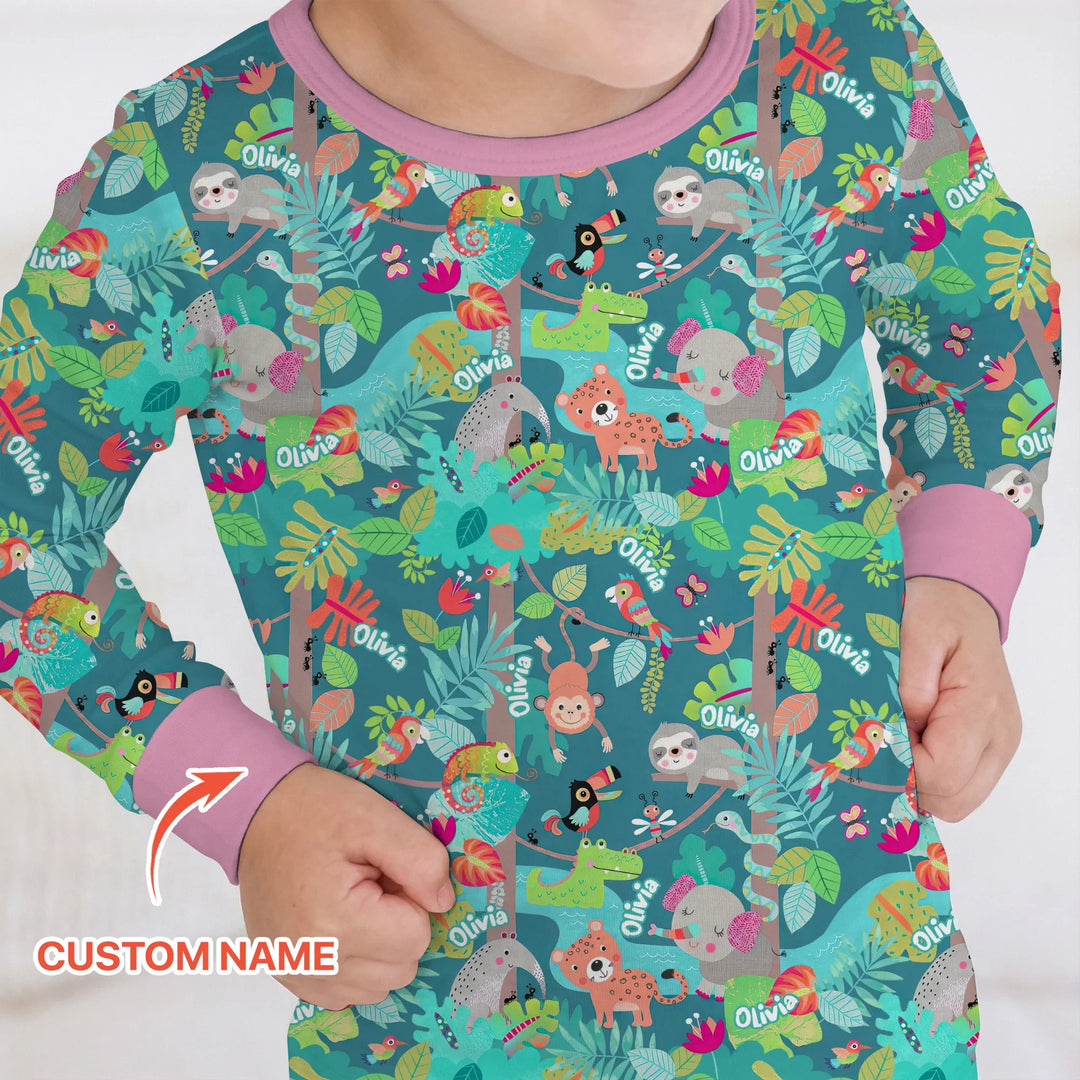 Jungle Buddy Adventure Bamboo Two Piece Long Sleeve Pajama Set