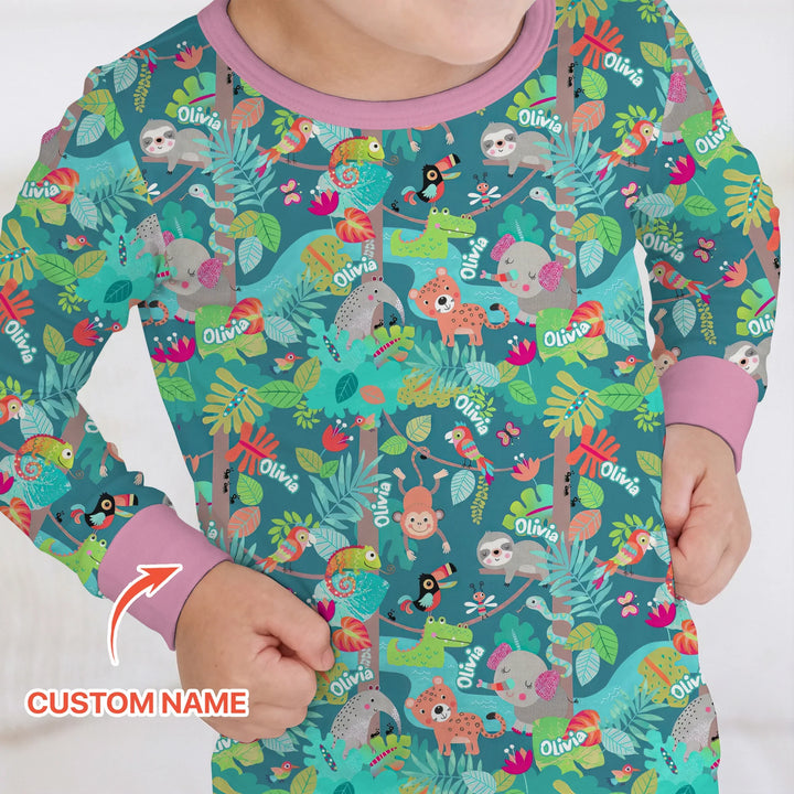 Jungle Buddy Adventure Bamboo Two Piece Long Sleeve Pajama Set