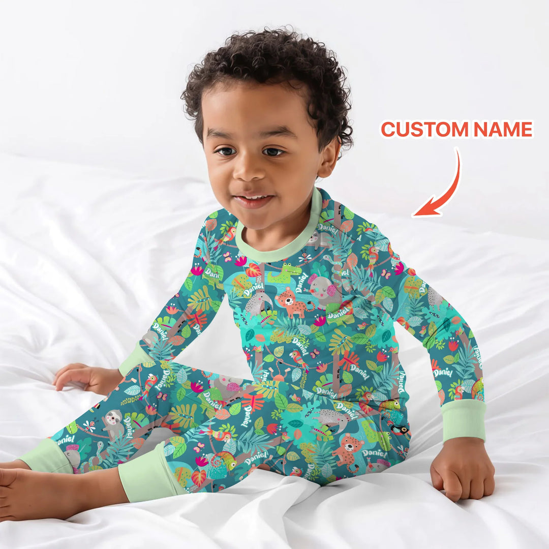 Jungle Buddy Adventure Bamboo Two Piece Long Sleeve Pajama Set