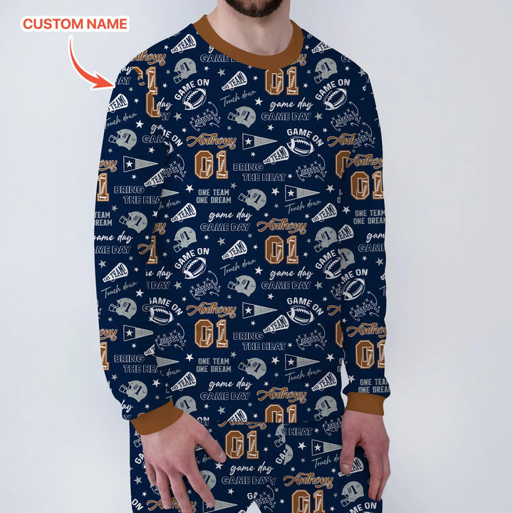 Custom Name Football Game Day Bamboo Men's Pajama Set
