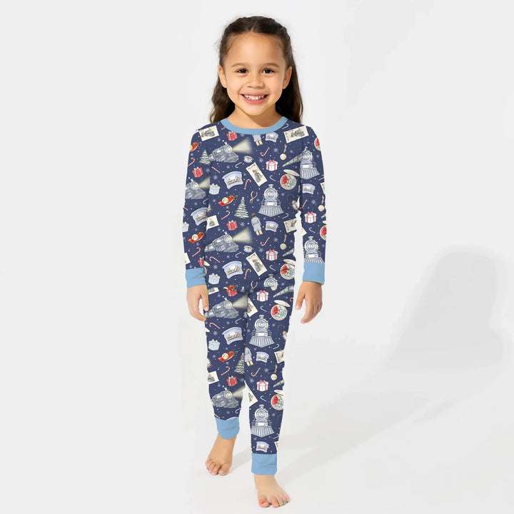 Christmas Train Bamboo Two Piece Long Sleeve Pajama Set