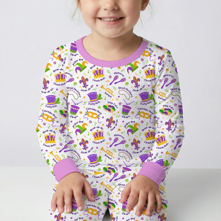 Mardi Gras Family Matching Bamboo Two Piece Long Sleeve Pajama Set