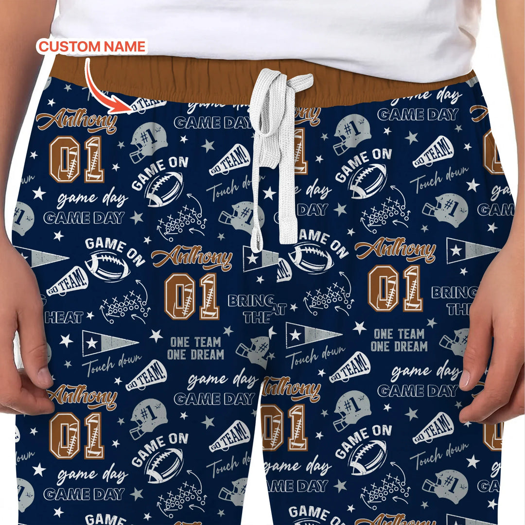 Custom Name Football Game Day Bamboo Men's Pajama Set