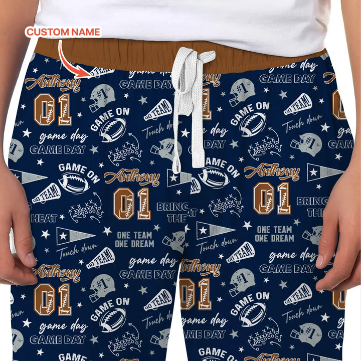 Custom Name Football Game Day Bamboo Men's Pajama Set