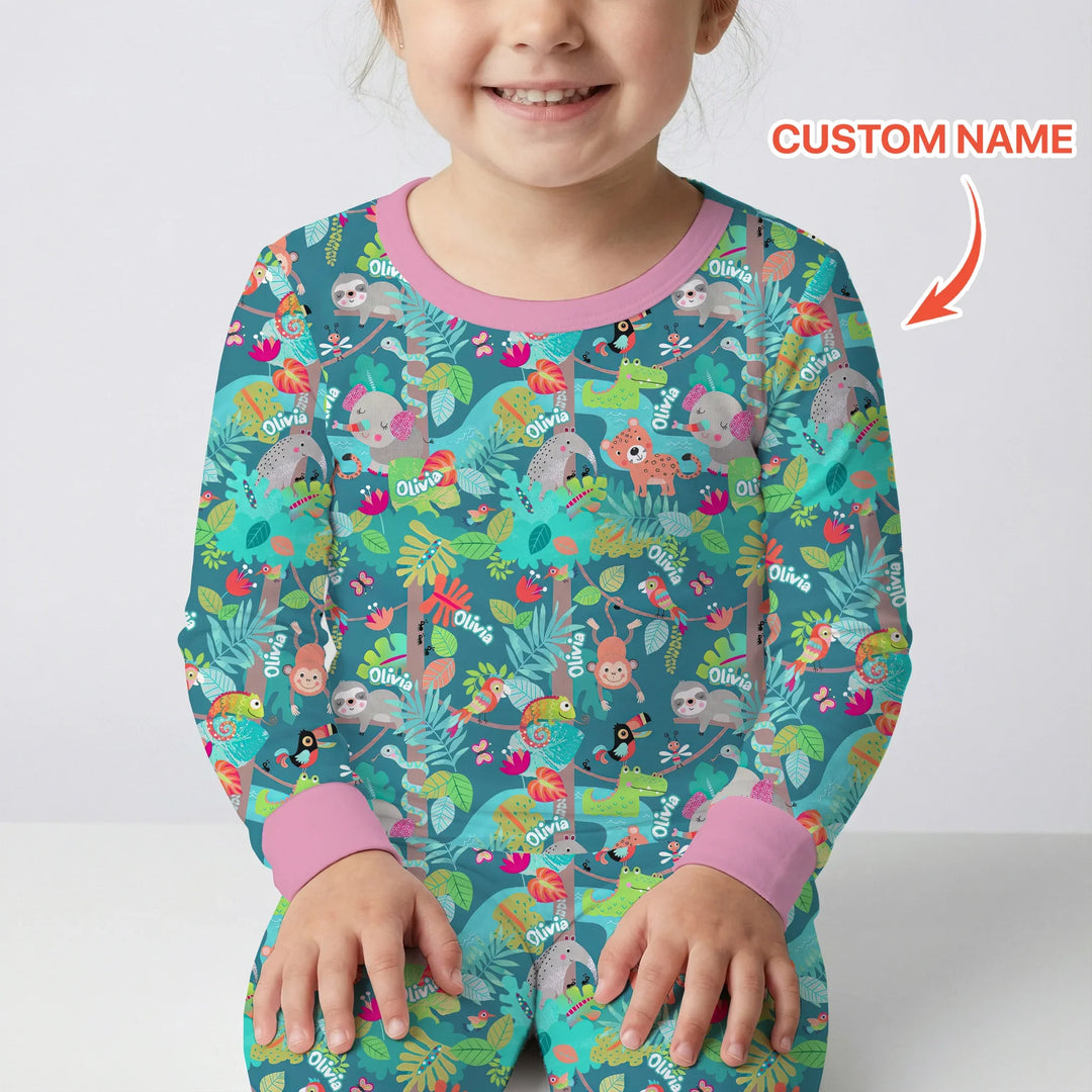 Jungle Buddy Adventure Bamboo Two Piece Long Sleeve Pajama Set