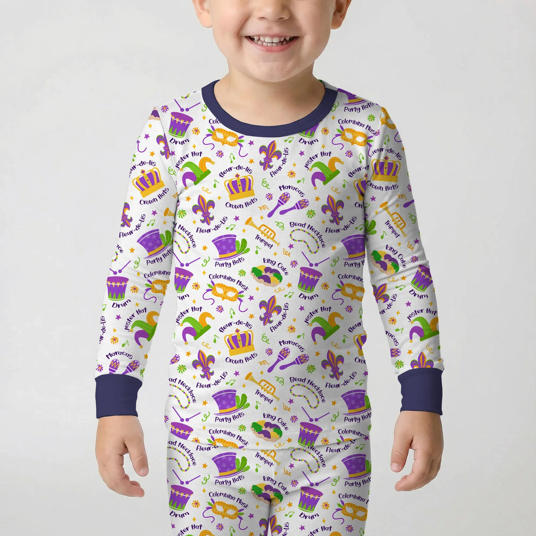 Mardi Gras Family Matching Bamboo Two Piece Long Sleeve Pajama Set