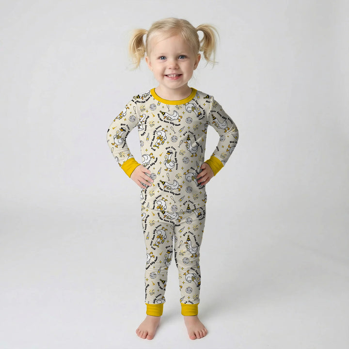New Year Silly Goose Bamboo Two Piece Long Sleeve Pajama Set