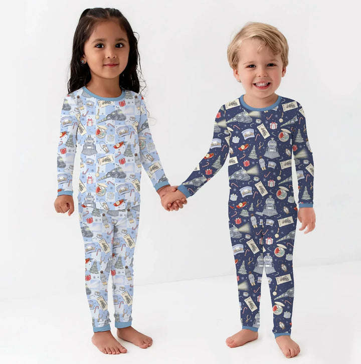 Christmas Train Bamboo Two Piece Long Sleeve Pajama Set