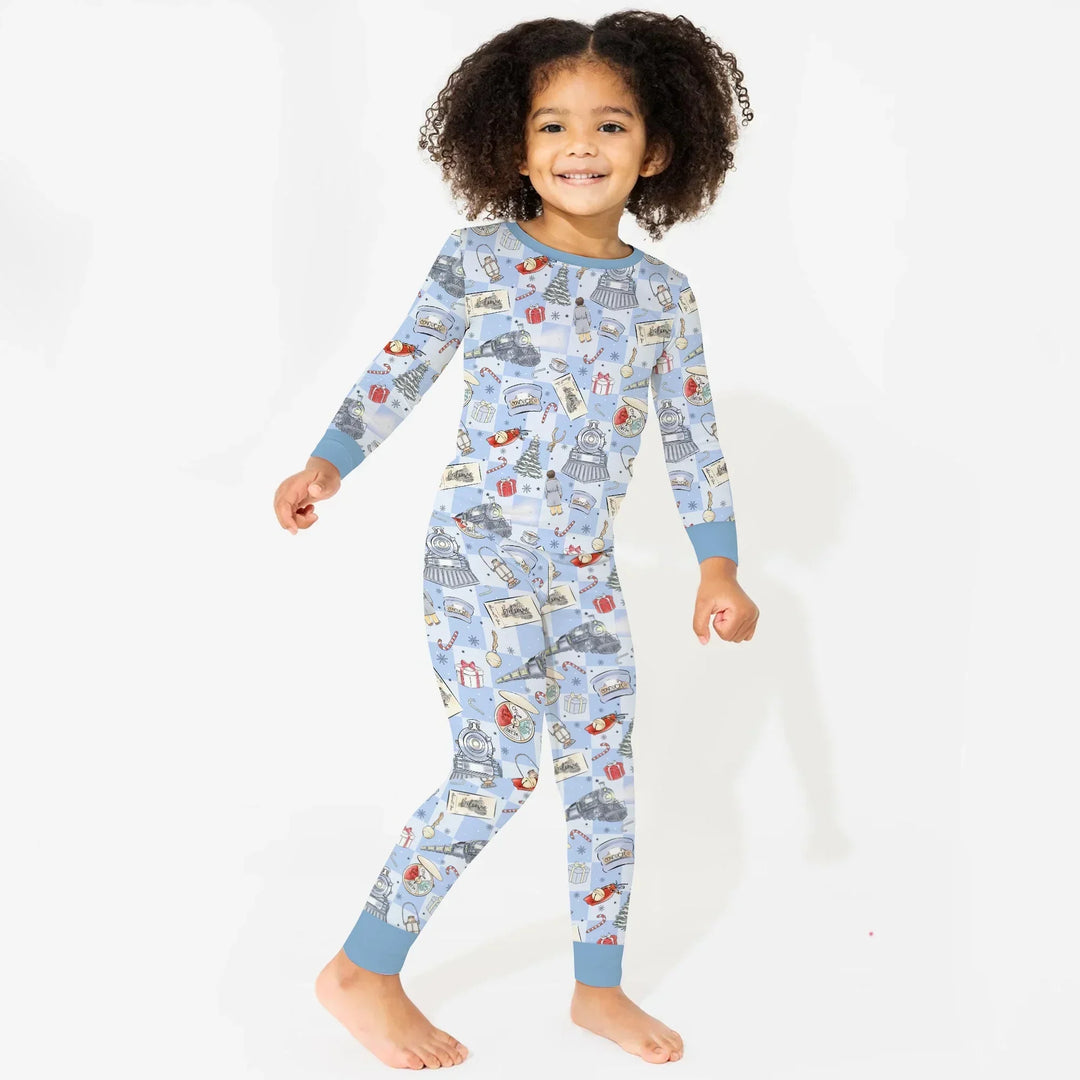Christmas Train Bamboo Two Piece Long Sleeve Pajama Set