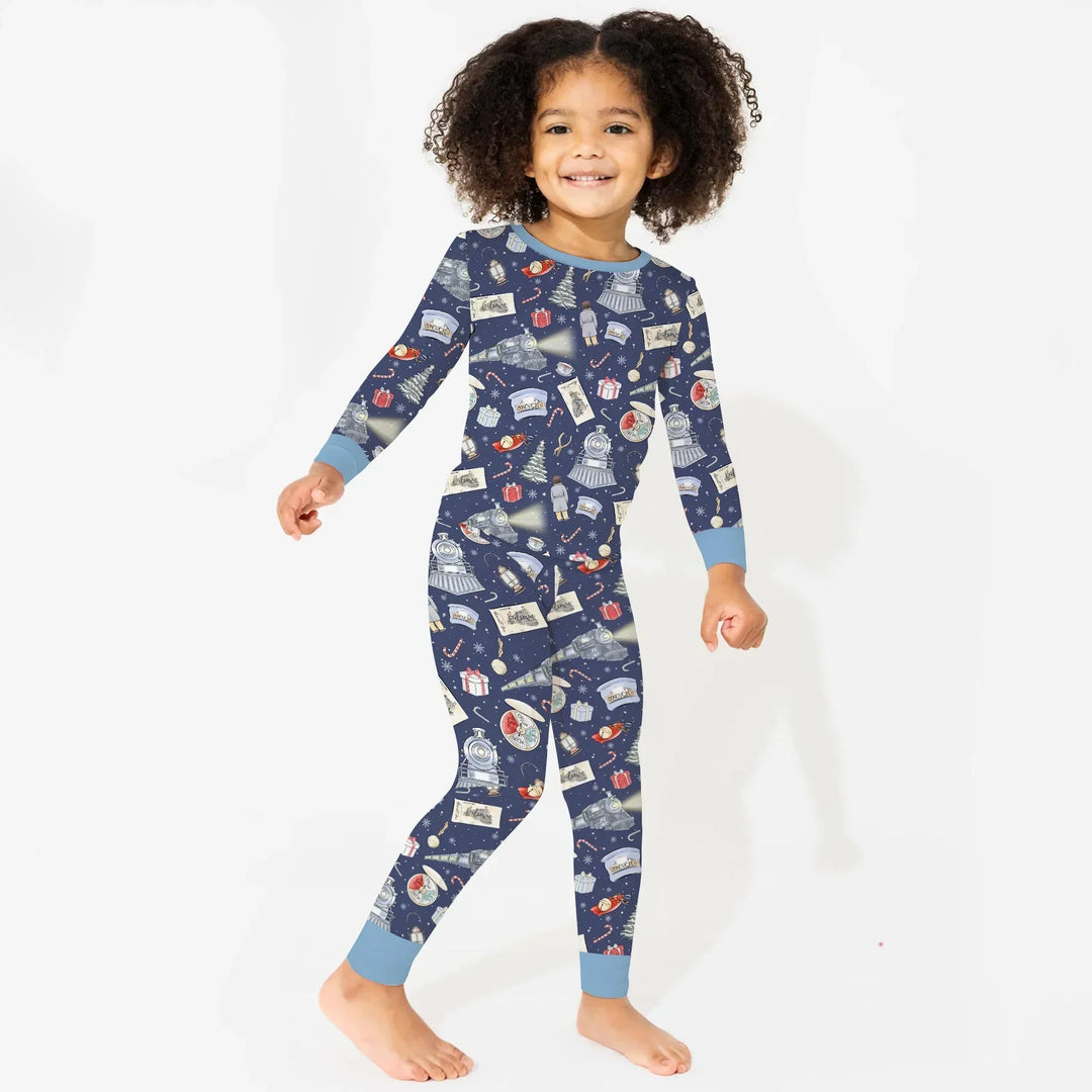 Christmas Train Bamboo Two Piece Long Sleeve Pajama Set