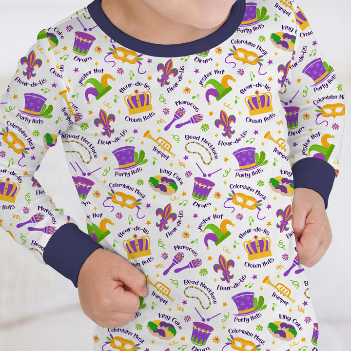 Mardi Gras Family Matching Bamboo Two Piece Long Sleeve Pajama Set