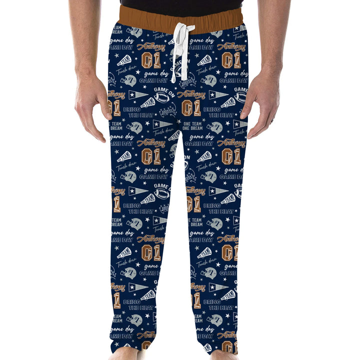 Custom Name Football Game Day Bamboo Men's Pajama Set
