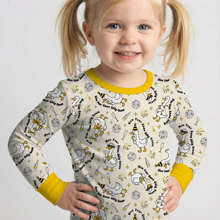New Year Silly Goose Bamboo Two Piece Long Sleeve Pajama Set